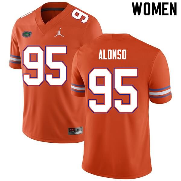 NCAA Florida Gators Lucas Alonso Women's #95 Nike Orange Stitched Authentic College Football Jersey MXL3664PQ